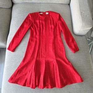 Liz Claiborne Vintage 100% Silk Red Mini Dress SZ 4 PETITE